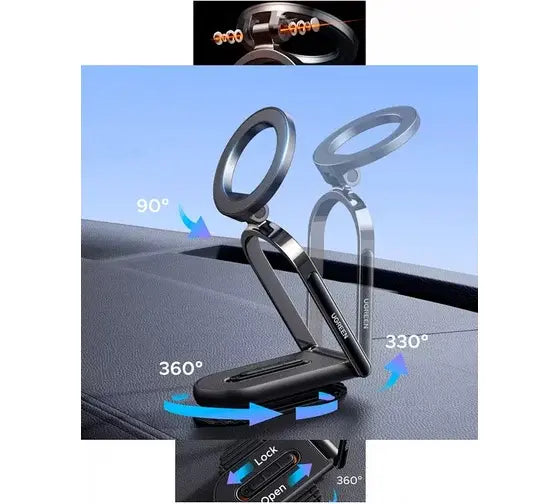 UGREEN for Magsafe Car Mount Dashboard 360° Rotation Magnetic Phone Holder Removable Design Car Cellphone Holder Compatible for iPhone 16 15 14 13 12 Series and MagSafe Case Strongest Magnet  (65186) Ugreen