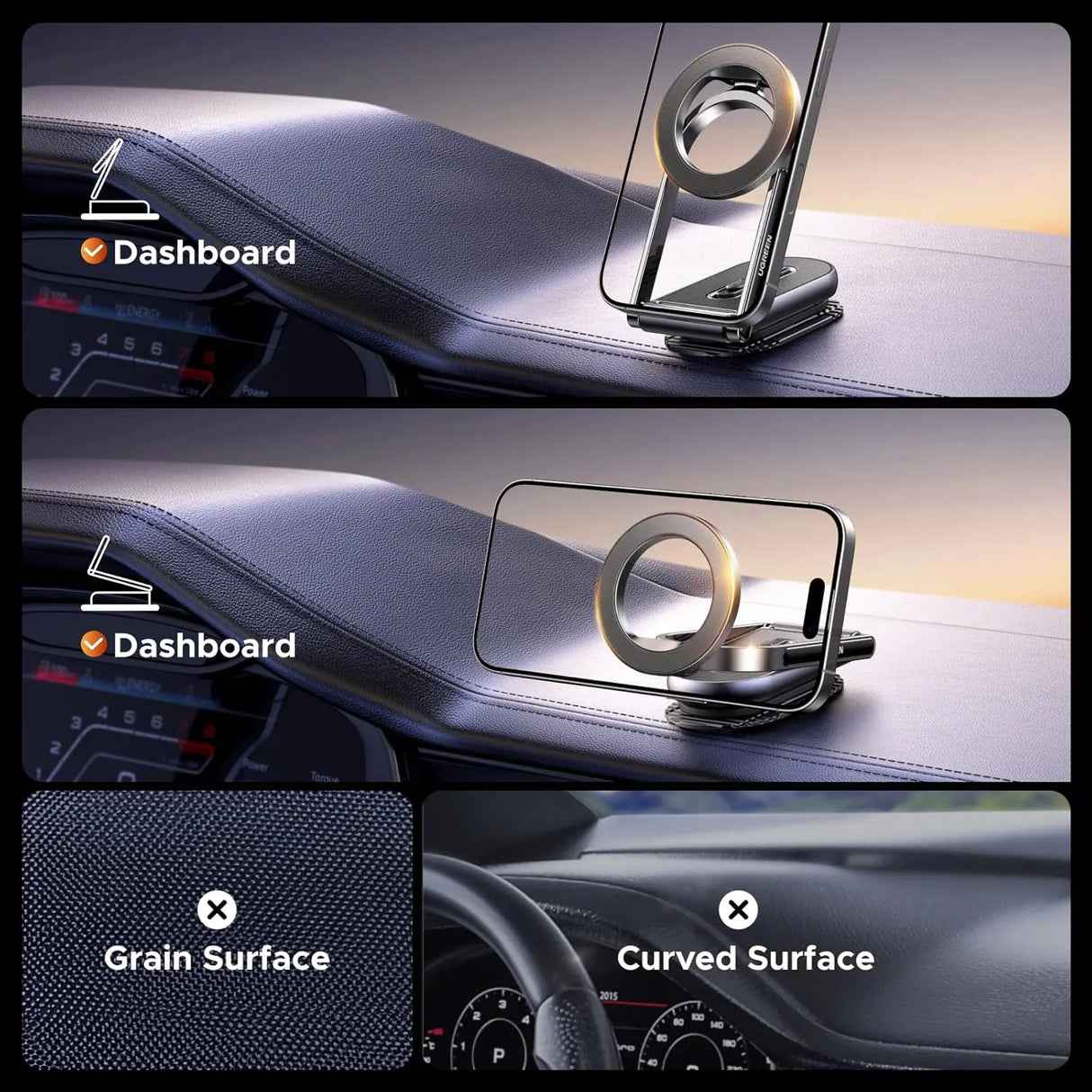 UGREEN MagSafe Car Mount Dashboard 360° Rotation Magnetic Phone Holder iPhone 16 15 14 13 12 MagSafe Case Strongest (65186)