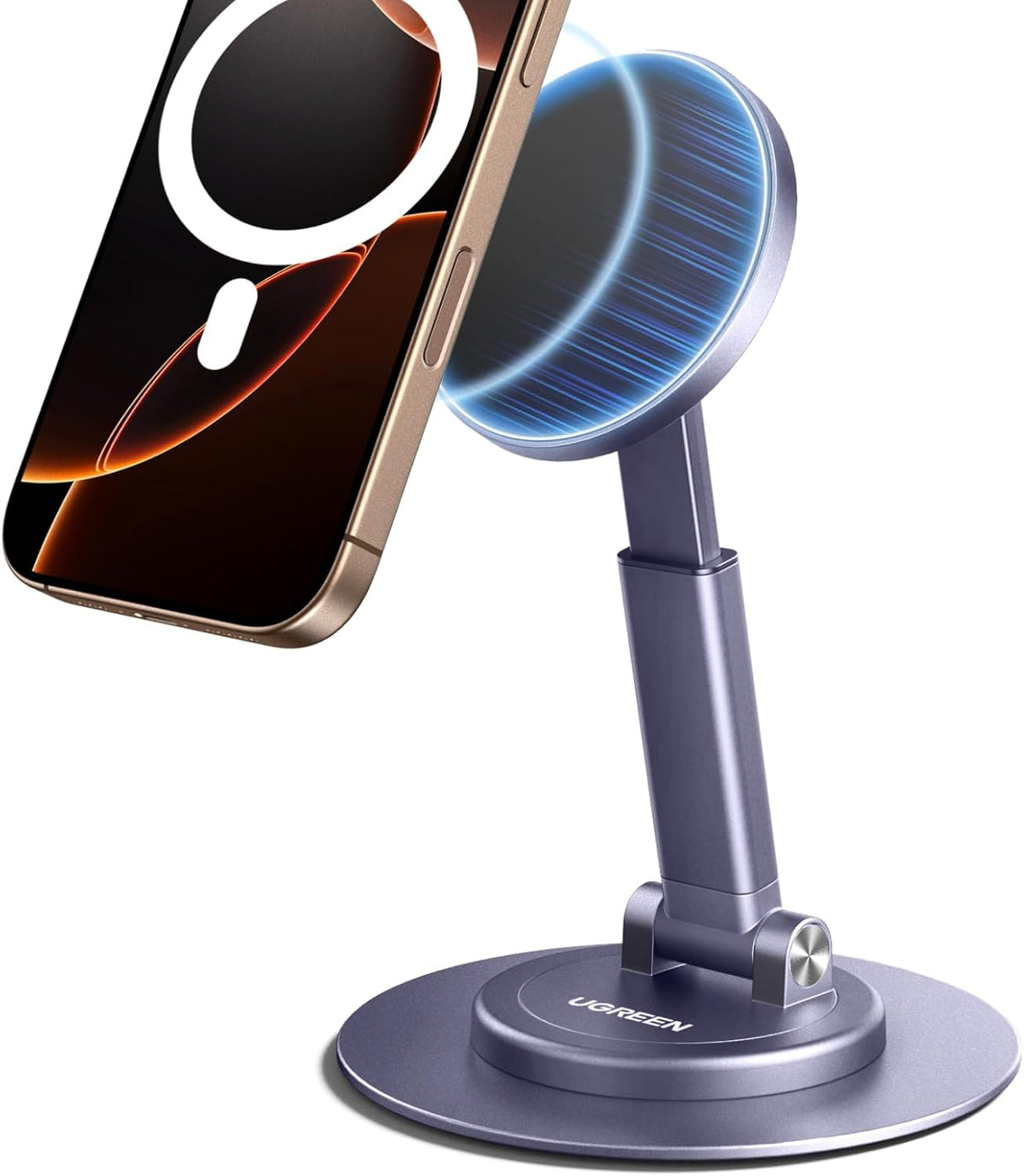 UGREEN Magnetic Desktop Phone Stand – Foldable, Adjustable, 360° Rotation (65229)