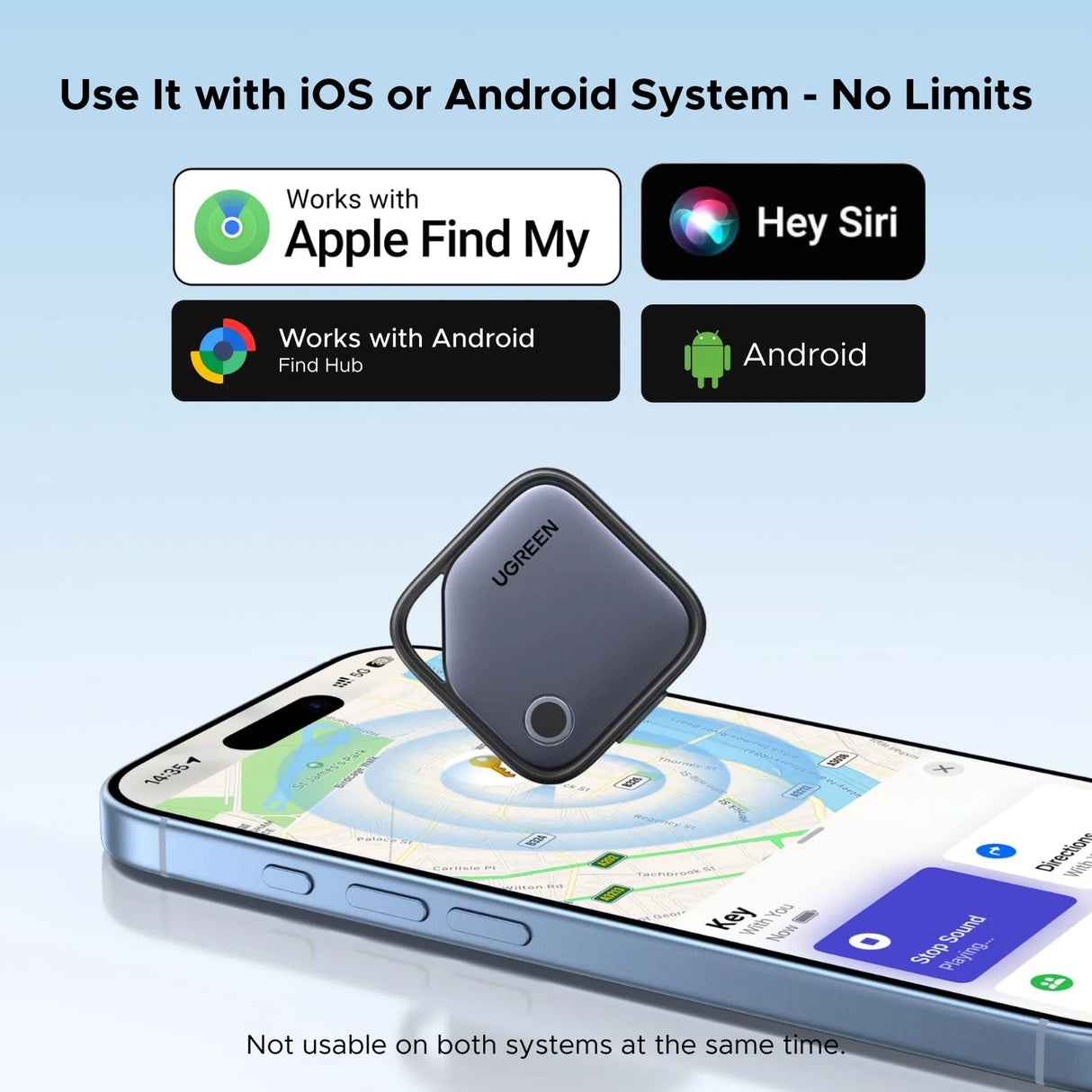 UGREEN FineTrack Duo Smart Tracker for iOS or Android, USB-C Rechargeable Item Finder Tag – 75646P