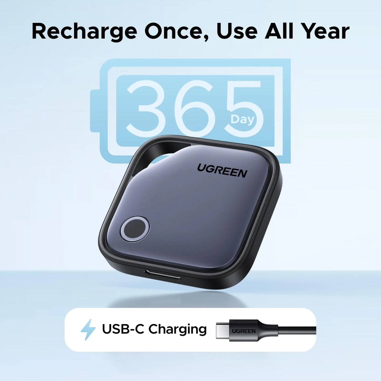 UGREEN FineTrack Duo Smart Tracker for iOS or Android, USB-C Rechargeable Item Finder Tag – 75646P