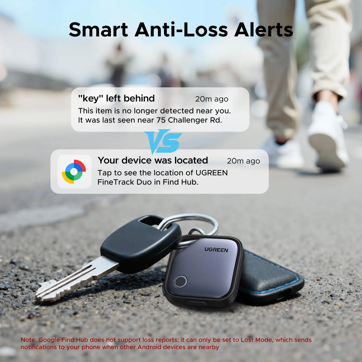 UGREEN FineTrack Duo Smart Tracker for iOS or Android, USB-C Rechargeable Item Finder Tag – 75646P
