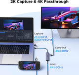 UGREEN USB-C Video Capture Card – 4K@30Hz Loop-Out, 2K@30Hz Capture, 100W PD, USB-A/USB-C Output (65856)
