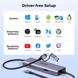 UGREEN USB-C Video Capture Card – 4K@30Hz Loop-Out, 2K@30Hz Capture, 100W PD, USB-A/USB-C Output (65856)