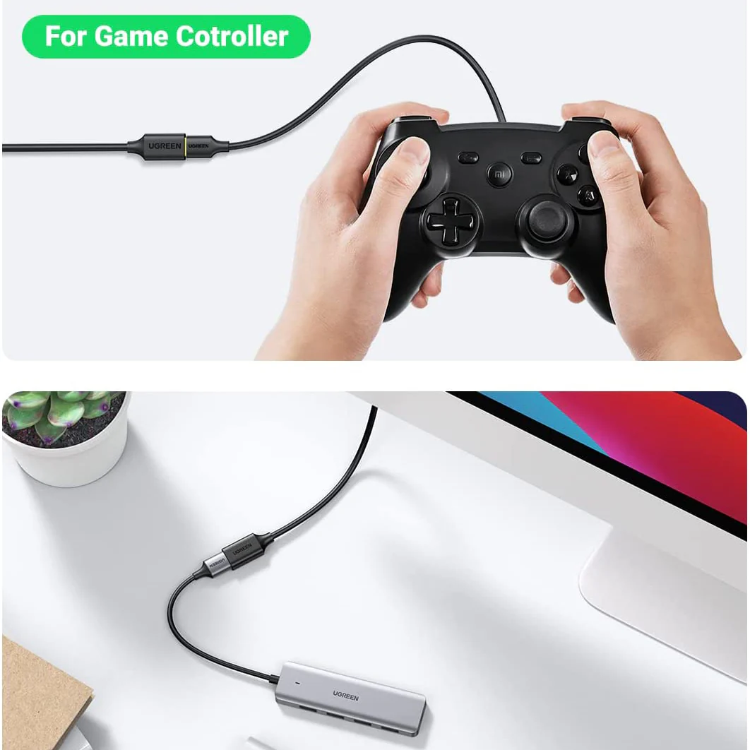 UGREEN 0.5M USB 3.0 Male To Female Gold Plated Extension Cable with 5Gbps Transfer Speed Compatible With PC, Game Consoles, Monitors (30125)