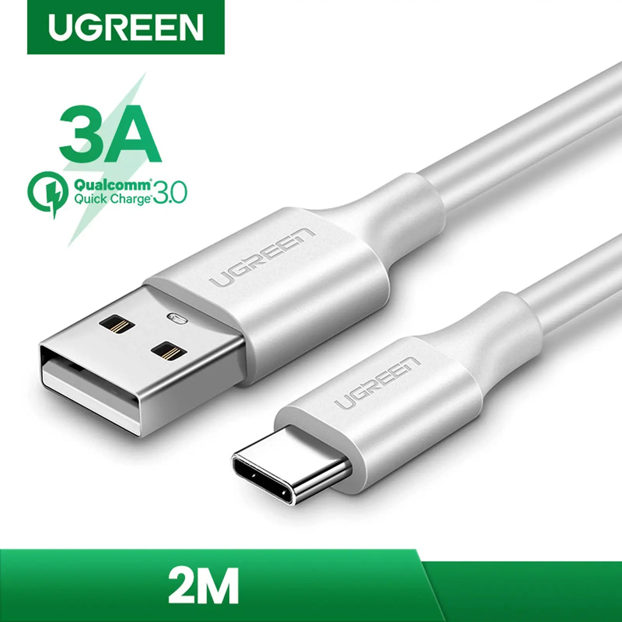 Ugreen 2m USB A 2.0 Male to USB C Male Cable Nickel Plated (60123) Ugreen
