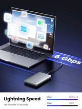 UGREEN 2.5" USB C to SATA III Hard Drive Enclosure 6Gbps, Aluminum Case Adapter Support UASP & Trim Compatible with MacBook Pro/Air WD Seagate Toshiba Hitachi Ugreen