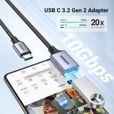 UGREEN USB-C to USB-A 3.2 Adapter 10Gbps OTG Cable (US378 70889) – Nylon Braided, Aluminum Shell
