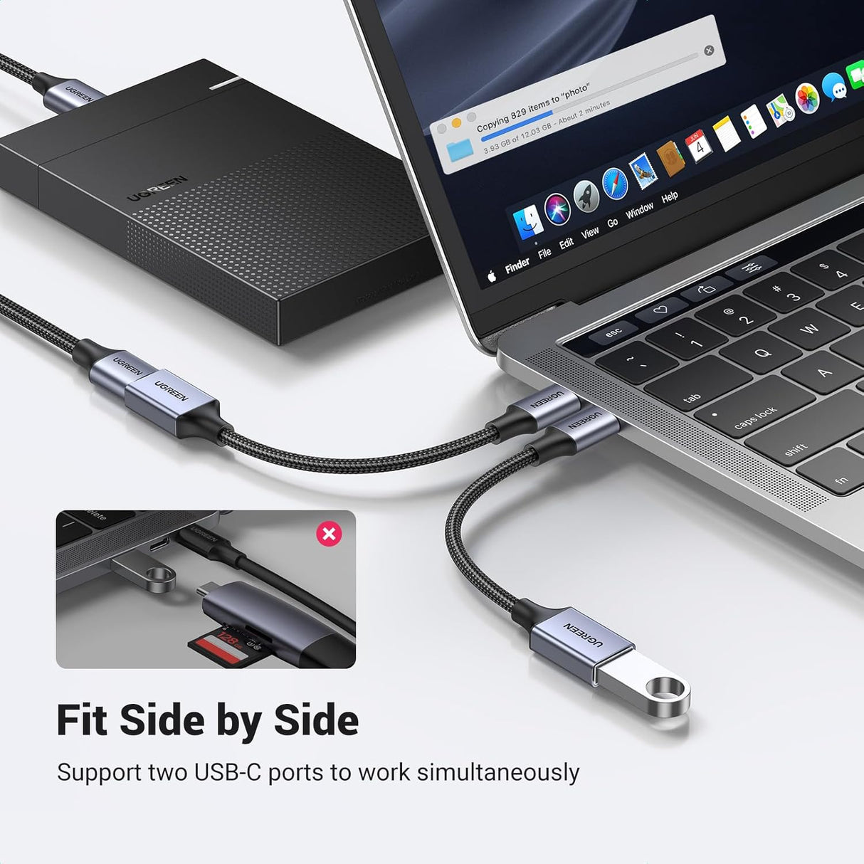 UGREEN USB-C to USB-A 3.2 Adapter 10Gbps OTG Cable (US378 70889) – Nylon Braided, Aluminum Shell