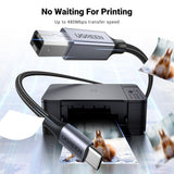 UGREEN US370 1m USB-C to USB-B 2.0 Printer Cable – 480Mbps, Braided (80805)