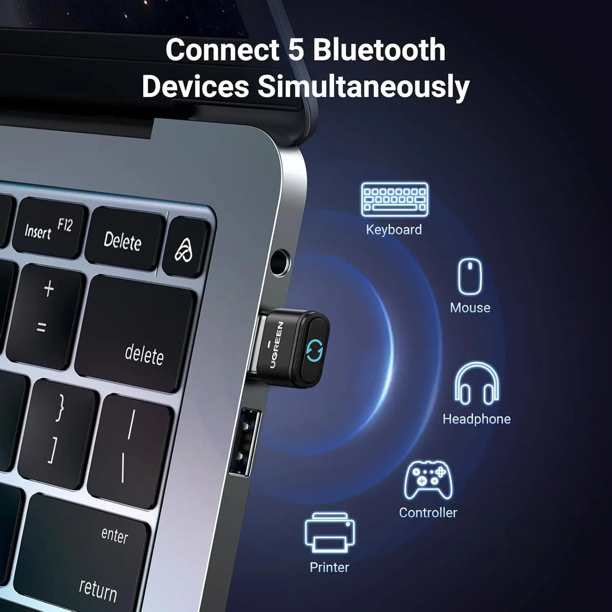 UGREEN Bluetooth 5.4 Adapter & Undetectable Mouse Jiggler, USB Bluetooth Dongle for Computer Laptop, USB Mouse Mover with Switch Button, Mouse Wiggler with 2 Jiggle Modes, Plug and Play (35994) - Ugreen India