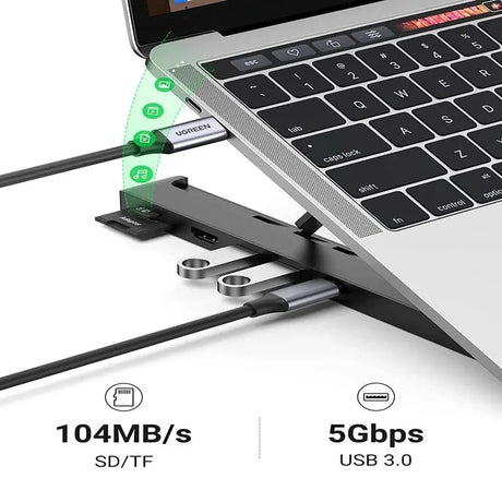 UGREEN USB C Laptop Docking Station, 4 Levels Adjustable Foldable Portable Desktop Stand with USB C/4K HDMI TF/SD/2*USB 3.0 Ports Compatible with MacBook's, HP, Dell, Acer, Asus, Lenovo and More (80551) - Ugreen India