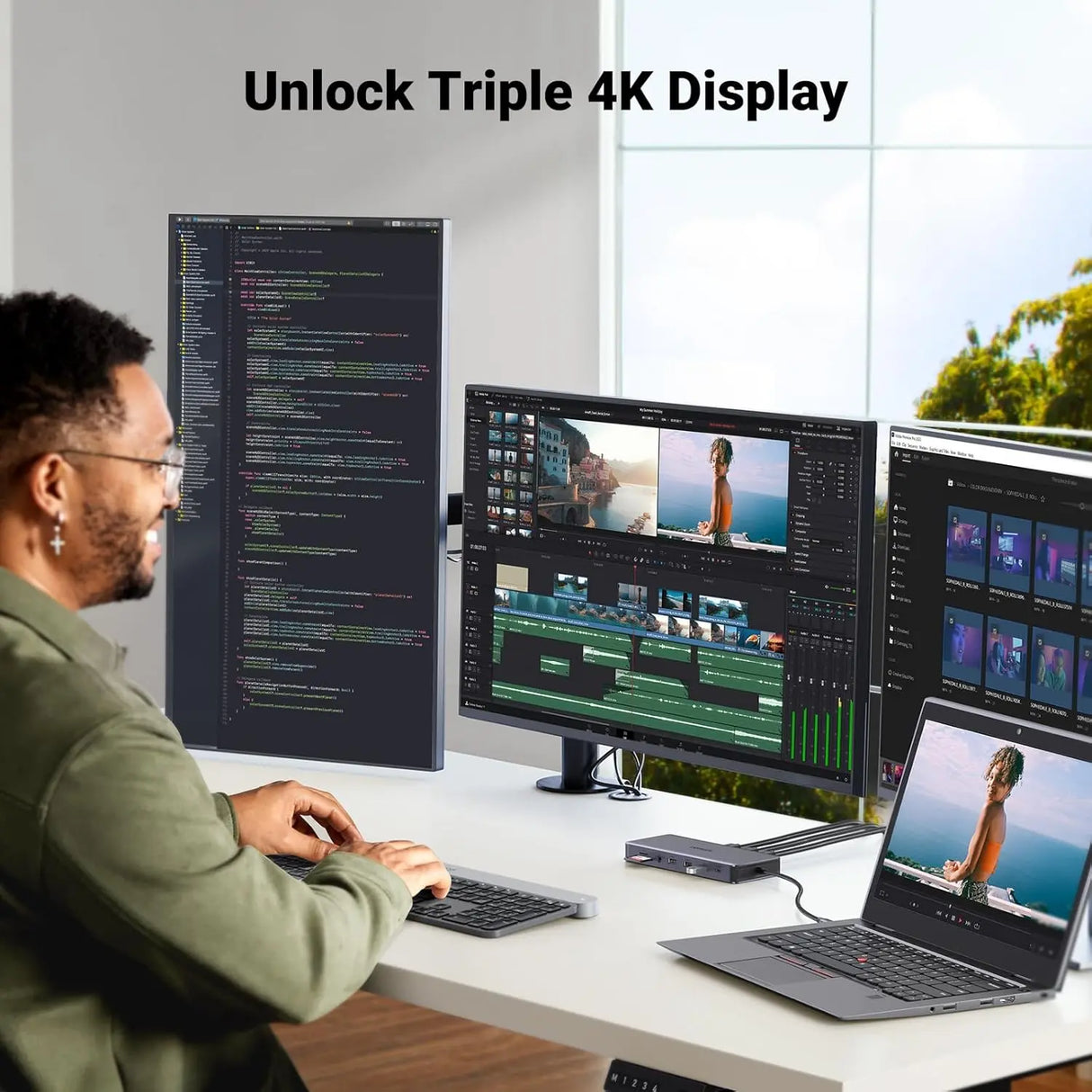 UGREEN 13 इन 1 USB C 4K ट्रिपल डिस्प्ले मल्टीफंक्शनल एडाप्टर डुअल HDMI, DP, 4 Usb A पोर्ट, Usb C पोर्ट, 100W PD, 1Gbps ईथरनेट, SD/TF कार्ड रीडर, Dell XPS ThinkPad और अधिक के लिए ऑडियो। (15978)