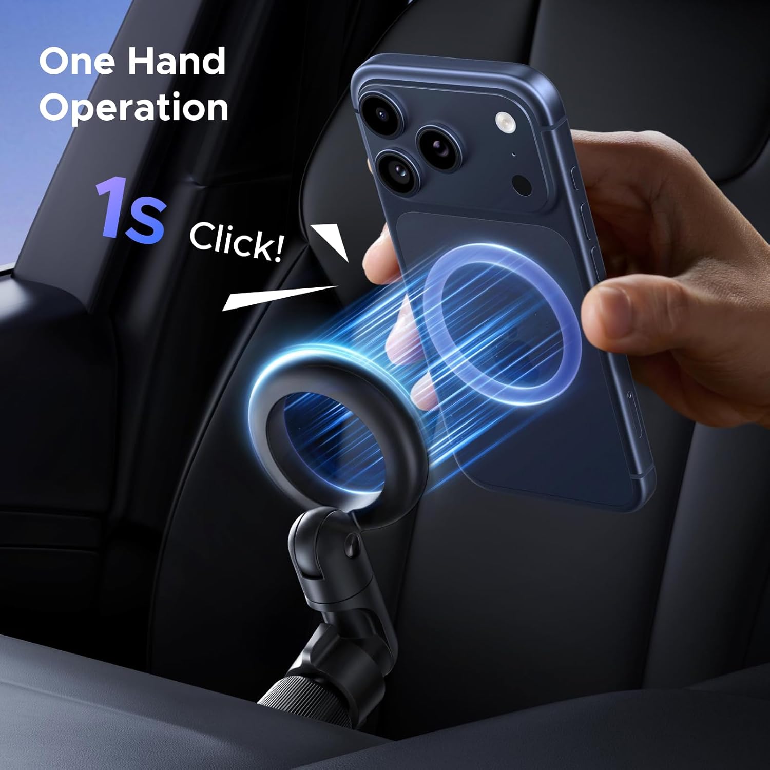 UGREEN LP923 magnetic car phone holder with quick one-hand phone attachment
