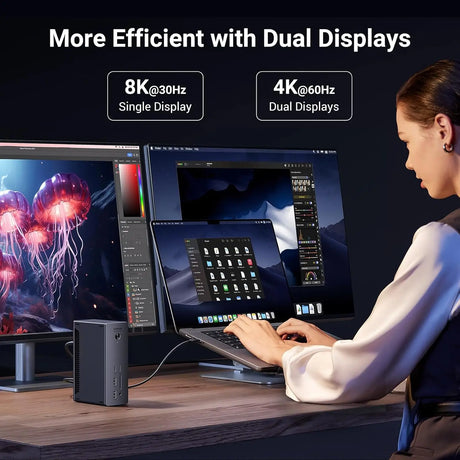 UGREEN Revodok Max 213 Thunderbolt 4 Dock, 13-in-1 40Gbps Docking Station with Dual 4K@60Hz or Single 8K Display, 90W Charging for Laptop, 2.5GbE, SD/TF 4.0 for MacBook Windows PC Laptops and More (25054) - Ugreen India