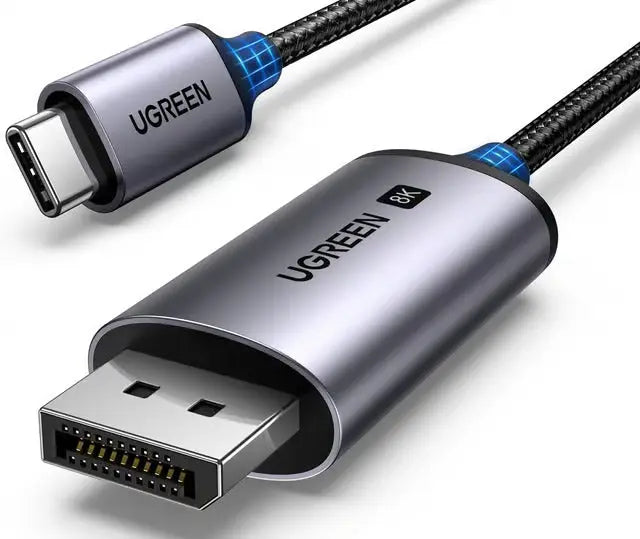 UGREEN 8K@60Hz Unidirectional USB C to DisplayPort 1.4 Cable 2M 4K 240Hz Type C Thunderbolt 4/3 to Dp Cord 32.4Gbps Compatible with iPhone 16/15, MacBook Pro/Air, iPad, Mac Mini, Galaxy, XPS 25158