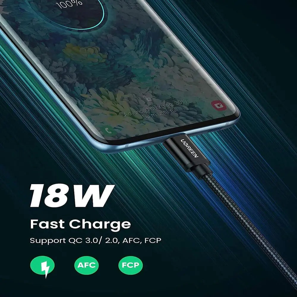 UGREEN USB-A to USB-C Cable 3M Braided Samsung Galaxy S9 S8 S10 Note 9 Nintendo Switch GoPro Hero LG G8 Pack 2 (50878P)