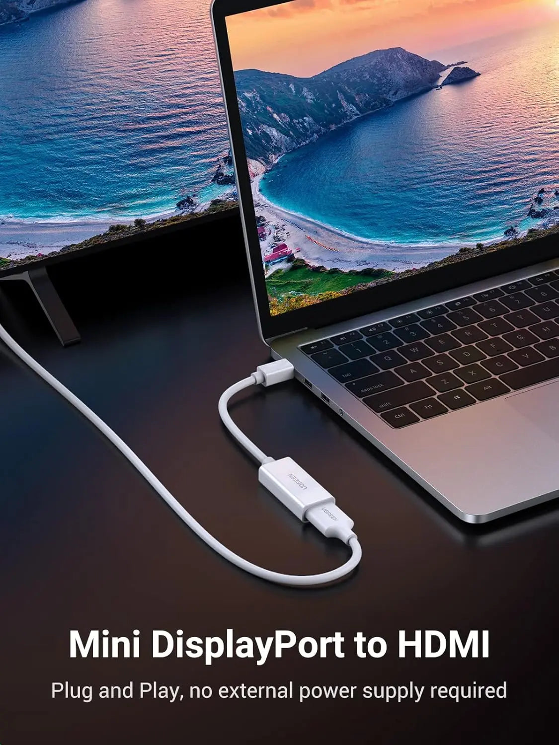 UGREEN Mini DisplayPort to HDMI Adapter Male to Female Thunderbolt 2.0 HDMI Adapter 1080P Display Converter Cable (10460)