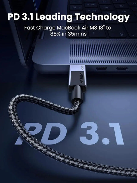 UGREEN 2M 240W USB C 2.0 Cable Fast Charging, Power Delivery Cord, 480Mbps for iPhone 16 Pro Max/15, MacBook Pro, iPad Pro, Dell XPS, Chromebook, Pixel 9/8, Galaxy S24/S23, Switch (45068) - Ugreen India