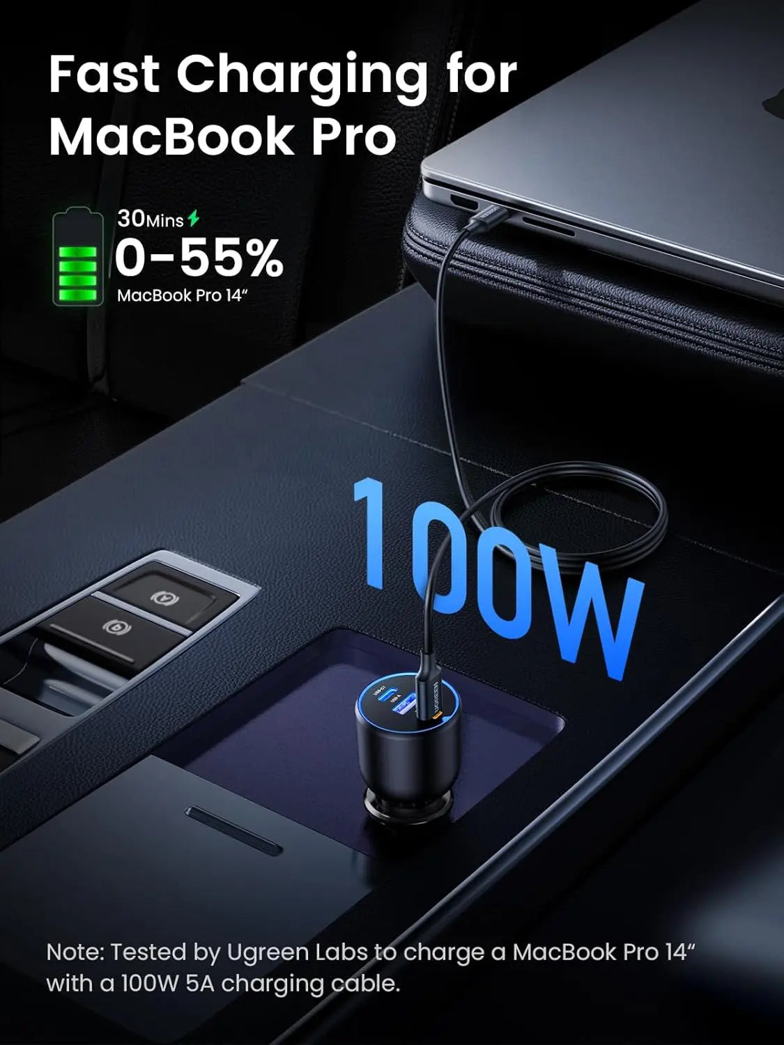UGREEN 130W USB-C Car Charger PD 100W 30W Type-C Car Charging Adapter iPhone 15 Pro Max iPad MacBook Fast Charging 90413