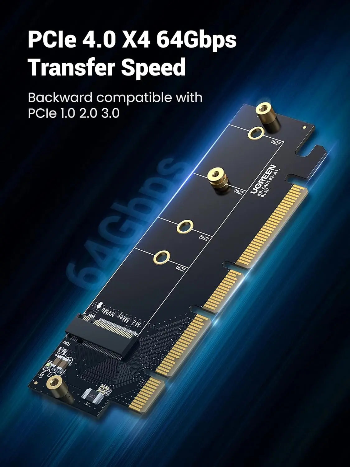 UGREEN NVMe PCIe অ্যাডাপ্টার PCle Gen4 x16 থেকে M.2 এক্সপ্যানশন কার্ড M.2 SSD থেকে PCIe 4.0 X16/X8/X4 কার্ড হিটসিঙ্ক M.2 PCIe কনভার্টার সহ থান্ডারবোল্ট 3 (30715) এর সাথে সামঞ্জস্যপূর্ণ