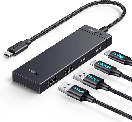 UGREEN 10Gbps 4 in 1 USB C Hub, USB 3.2 Adapter with 2 USB-C 3.2 and 2 USB-A 3.2 Splitter Extender for MacBook Pro/Air, iPad Pro, iPhone 15/15 Pro Max, Surface, PC, Laptops and More (35583) - Ugreen India