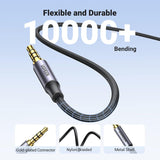 UGREEN 10648 1m braided 3.5mm 4-pole TRRS audio cable flexible and durable, 10000+ bends