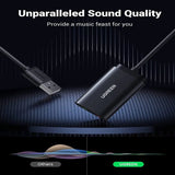 UGREEN USB 2.0 External Stereo Sound Card Adapter 3.5mm Headphone Microphone Jack Windows Mac Linux PC Laptop PS4 (30724)