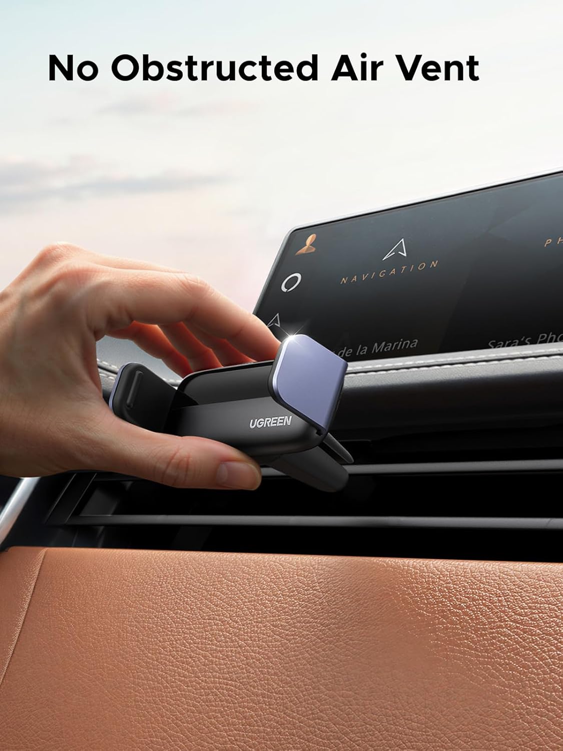 UGREEN Car Phone Holder Air Vent Cell Phone Mount Cradle 360 Degree Rotation Aluminum Arm Compatible with iPhone 13 12 Pro Max 11 X 8 7 Samsung Note 10 Galaxy S21 Ultra S20 S10(10422)