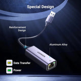 UGREEN USB 3.0 to Ethernet Gigabit RJ45 LAN 10/100/1000 Mbps Adapter Aluminum Converter Compatible for Nintendo Switch, MacBook, Mac Pro Mini, iMac, XPS, Surface Pro, Notebook, PC, Grey (50922) Ugreen India