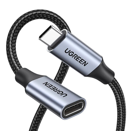 UGREEN 3.3Ft/1M USB C Extension Cable, USB C 3.2 Nylon Braided Type C Male to Female Cord 100W 10Gbps Compatible with Steam Deck, Hubs, MacBook Mini 2023/Pro, iPad, etc.(30205) - Ugreen India