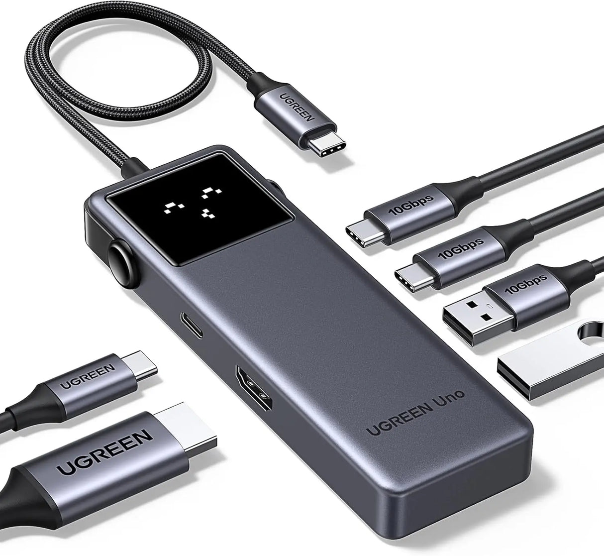 UGREEN Uno 6 In 1 USB-C Hub with 10Gbps 2*USB-C & 2*USB-A Data Ports, 1*PD, 1*4K@60Hz HDMI for MacBook Pro/Air, iPad Pro, Surface, XPS, Thinkpad and More (35998) - Ugreen India