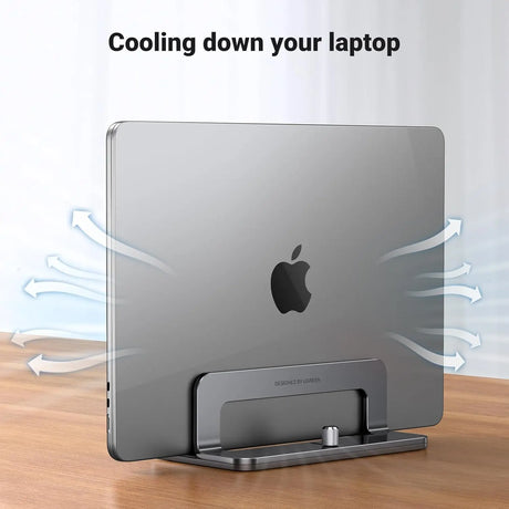 UGREEN Vertical Laptop Stand Holder for Desk Adjustable, Aluminum Dock, Compatible with MacBook, Surface Book, Chromebook, up to 15.6 Inch, Grey (20471) - Ugreen India