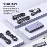 UGREEN CM692 HDMI 2.1 KVM Switch for 2 PCs & 1 Monitor – 8K@60Hz, 4-Port USB 3.0 (25961)