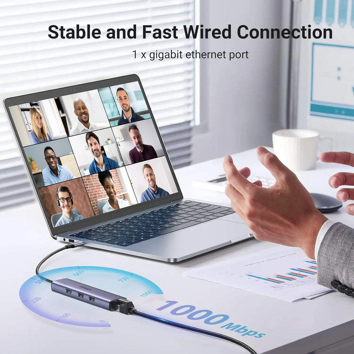 UGREEN 4 in 1 USB C to Ethernet Adapter, Thunderbolt 3 to USB 3.0 Gigabit RJ45 Multiport Hub Compatible with MacBook Pro 13/14/16 Air, iMac, iPad, Surface Book, Dell XPS, Chromebook, and More (60600) - Ugreen India