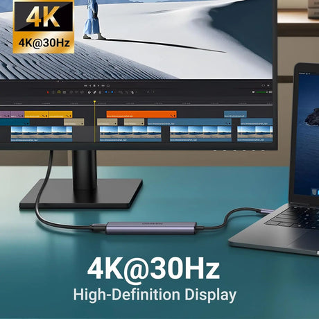UGREEN Revodok USB C Hub HDMI 4K with PD Charge 100W Powered 5 in 1 USB C to USB 3.0 Adapter Compatible with iPhone 15 Plus Max MacBook Pro Air XPS Surface Pro 9GB iPad Pro Air Galaxy Tab S9 (15495) - Ugreen India