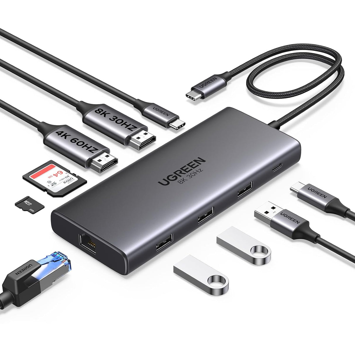UGREEN 15534 Revodok Pro 210 10-in-1 USB-C Hub Dual HDMI 4K@60Hz PD100W | UGREEN India
