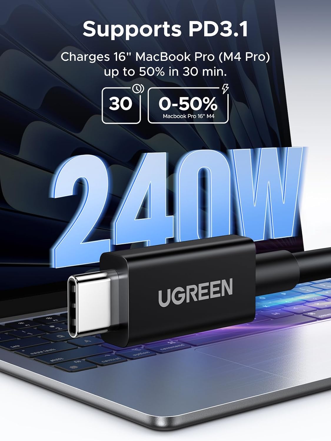 UGREEN Thunderbolt 5 Cable, 80Gbps, 240W, 1m - image 4