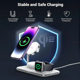 UGREEN 3-in-1 MagSafe Wireless Charging Station 25W Fast Magnetic Charger iPhone 15/14/13/12 AirPods Apple Watch Foldable White 90326