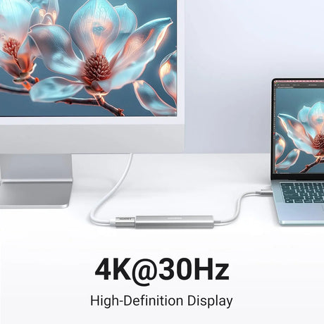 UGREEN Revodok 5-in-1 USB C Multiport Adapter with 100W PD, 4K HDMI, 3x 5Gbps USB-A Ports, Aluminum USB C to HDMI Adapter for M2/M3 MacBook Air, iPhone 15 Series, iPad, Galaxy, XPS, White (35580) - Ugreen India