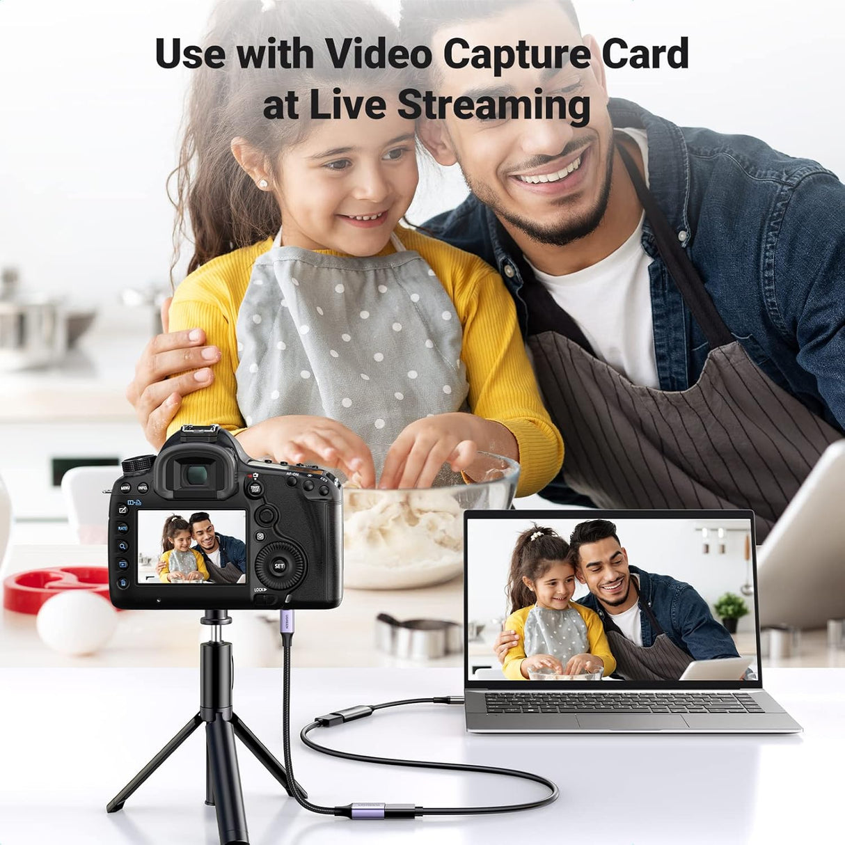 UGREEN 0.25M 4K@60Hz Micro HDMI Male to HDMI Female Adapter Nylon Braided Support 3D Compatible with Hero 7 Raspberry Pi 4 Camera(10553)