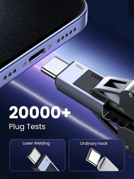 UGREEN 1M 100W USB C to USB C Charger Cable Fast Charge For Phone Laptop Compatible with MacBook Pro M3/Air, iPad Pro 2024/Air 6, iPhone 16 Pro Max, Galaxy S24 Ultra (45063) - Ugreen India