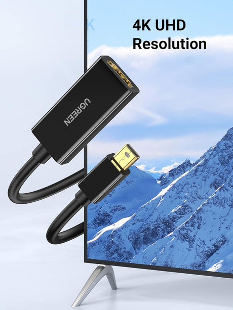 UGREEN Mini DisplayPort to HDMI Female Adapter Thunderbolt 2.0 4K Adapter Cable Suitable for MacBook Pro MacBook Air iMac Surface Book Pro 3 4 5 Thinkpad Google Pixel Chromebook - Black (40360) Ugreen