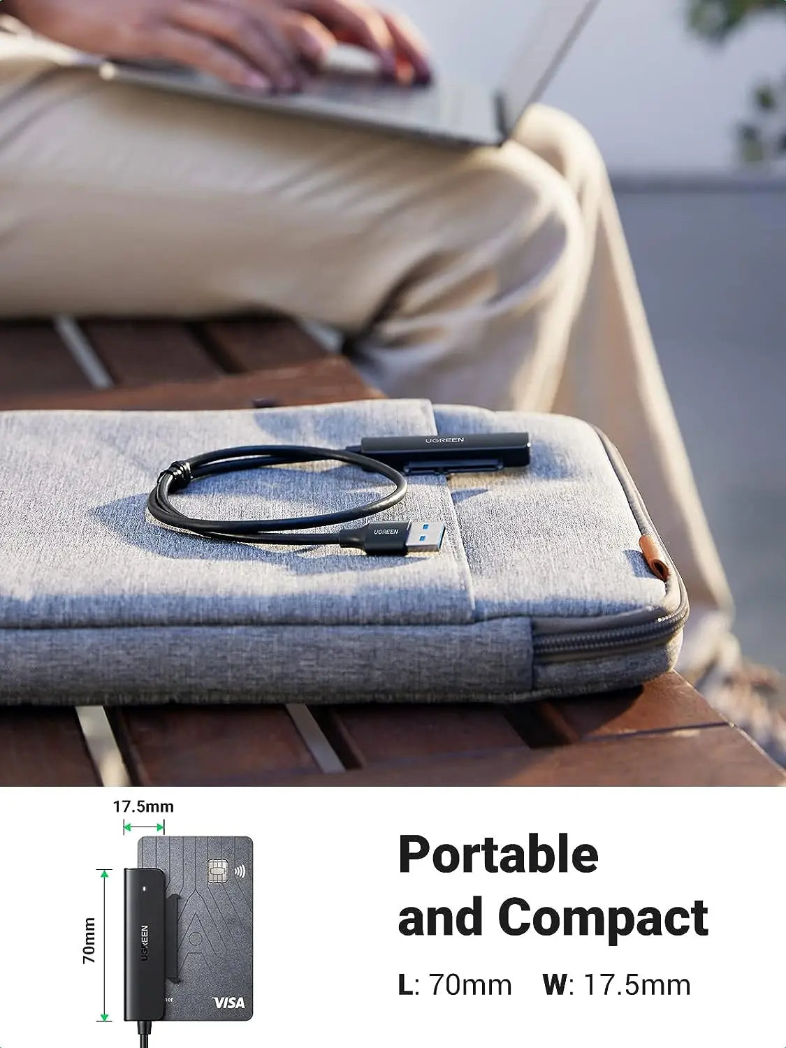 UGREEN ১.৫ ফুট কেবল SATA থেকে USB 3.0 অ্যাডাপ্টার কেবল 2.5" SSD এবং HDD হার্ড ড্রাইভ অ্যাডাপ্টারের জন্য 5Gbps সাপোর্ট SATA III UASP স্যামসাং সিগেট WD সানডিস্ক হিটাচি তোশিবা, PS3, PS4, Xbox, PC, রাউটার, (70609) এর সাথে সামঞ্জস্যপূর্ণ