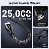 UGREEN 5M/16Ft 8K HDMI 2.1 Cable Ultra High Speed 48Gbps 4K 120Hz Braided Cord Dynamic HDR Vision HDR 10 eARC Cable Compatible with MacBook pro 2021 PS5 PS4 Xbox Roku UHD TV Blu-ray Projector(80405)