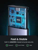 UGREEN M.2 NVMe SSD Enclosure USB 3.2 Gen 2 10Gbps Aluminum Tool-Free External Hard Drive Case Portable 2280 (10902)
