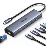 UGREEN USB C Ethernet Adapter 10Gbps 5-in-1 Hub 2 USB-C 3.2 USB-A Gigabit RJ45 Thunderbolt MacBook XPS iPad Pro (45320)