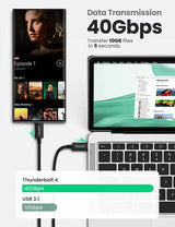 UGREEN 0.8M/2.6FT 100W Thunderbolt 4 USB-C to USB-C Cable Fast Charging, 8K Video, Black (30389) Ugreen