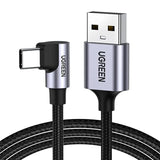 UGREEN USB Type C to USB-A Cable 1M Right Angle 90 Degree Double Nylon Braided QC 3.0 Nickel Plated Aluminum (50941)