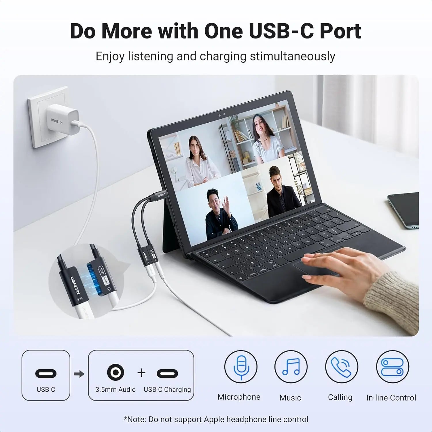 UGREEN 2-in-1 USB-C audio and charging adapter do more with one USB-C port